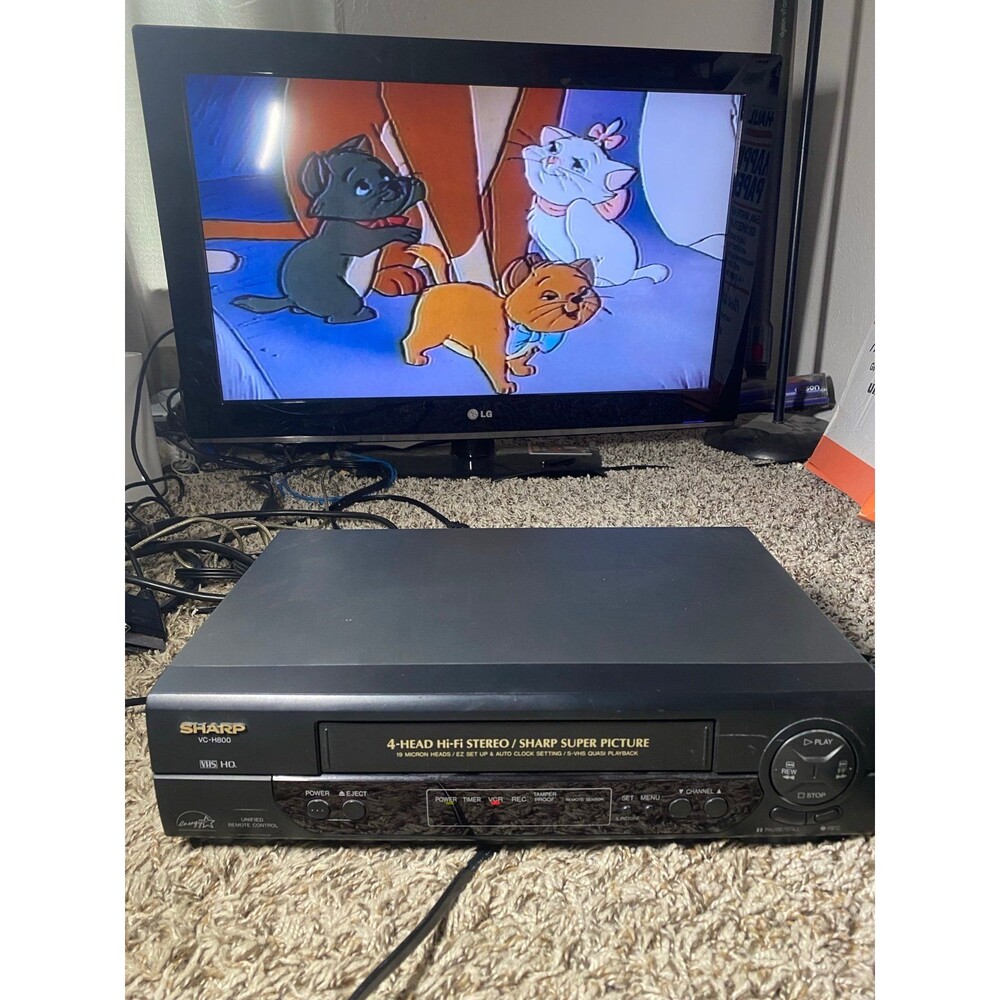Sharp VC-H800U VHS VCR Video Cassette Recorder 4 Head Hi-Fi Tested, No Remote.